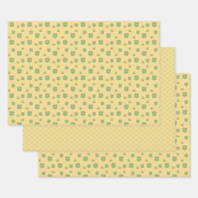 Juego de papel de envolvimiento de Shamrock celta (Set)