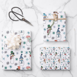 Juego de papel de envolvimiento de Snowman y Snowf