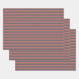 Juego de papel de envolvimiento de zigzag tropical