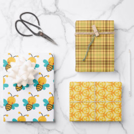 Juego de Papel de Regalo Abeja Lindo Cuadros Amari
