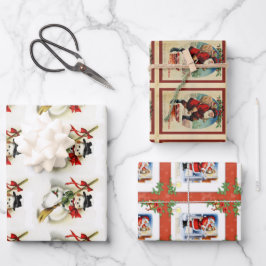 Juego de Papel de Regalo Brillante de Santa Claus