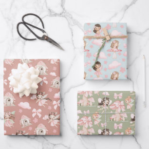Juego de papel de regalo caprichoso y lindo para n