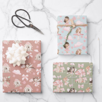 Juego de papel de regalo caprichoso y lindo para n