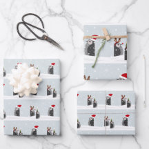 Juego de papel de regalo con pingüinos navideños