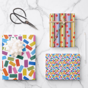 juego de papel de regalo confeti