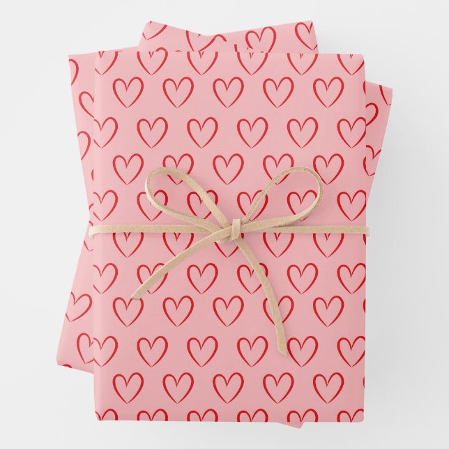 Juego de Papel de Regalo Corazón Rosa (In situ)