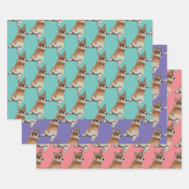 Juego de papel de regalo Corgi