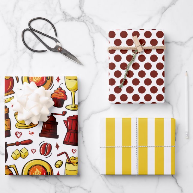 Juego de Papel de Regalo de Café Fresco (Anverso)