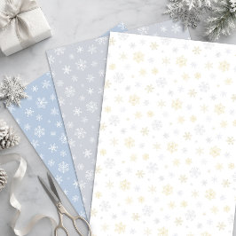 Juego de papel de regalo de copos de nieve en oro