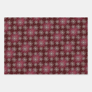 Juego de Papel de Regalo de Copos de Nieve Platead