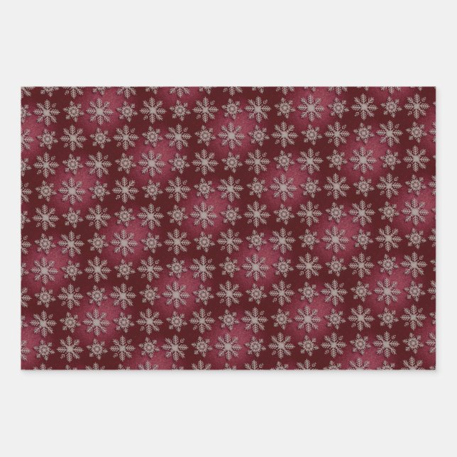 Juego de Papel de Regalo de Copos de Nieve Platead (Anverso)