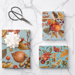 Juego de Papel de Regalo de Cosecha de Otoño