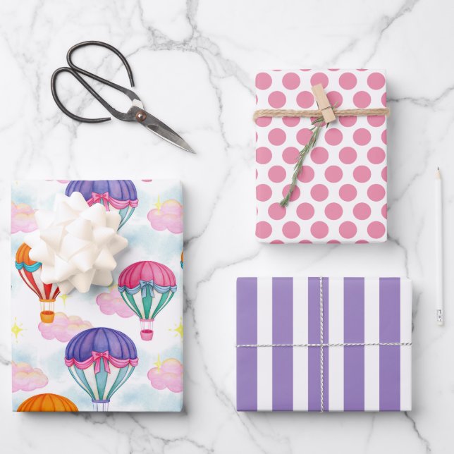 Juego de Papel de Regalo de Globos Aerostáticos Pa (Anverso)