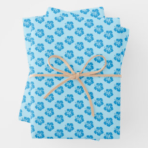 Juego de Papel de Regalo de Hibisco Azul 