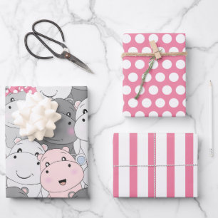 Juego de Papel de Regalo de Hipopótamos Bebés Lind