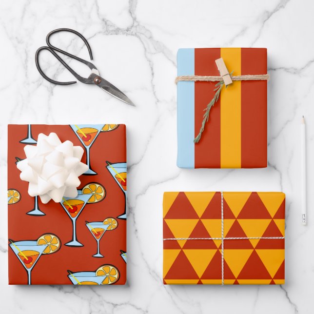 Juego de Papel de Regalo de Hora del Cóctel (Anverso)