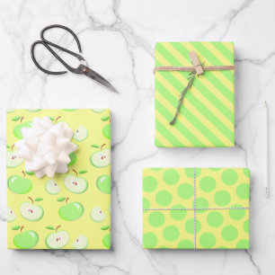 Juego de Papel de Regalo de Manzana Verde