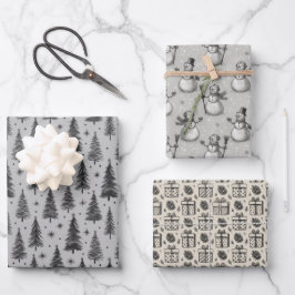Juego de Papel de Regalo de Navidad de 3 Diseños