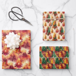 Juego de Papel de Regalo de Navidad de 3 Diseños