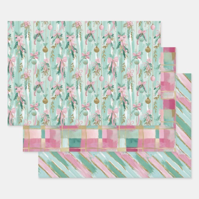 Juego de papel de regalo de Navidad pastel (Set)