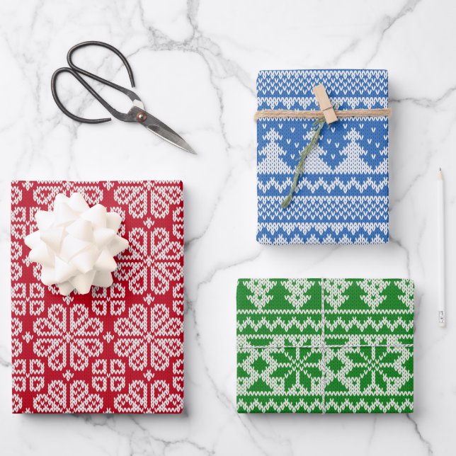 Juego de Papel de Regalo de Punto de Navidad (Anverso)