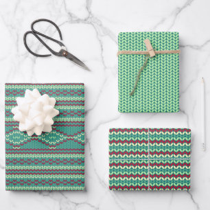 Juego de Papel de Regalo de Tejido Verde Teal