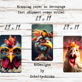 Juego de Papel de Regalo Decoupage de Pollo Capric