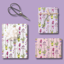 Juego de Papel de Regalo Floral Caprichoso Orquíde