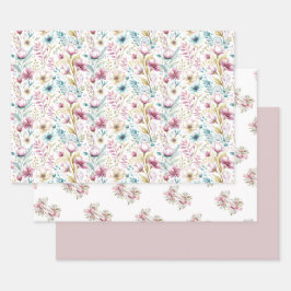 Juego de Papel de Regalo Jardín Floral de Pascua 