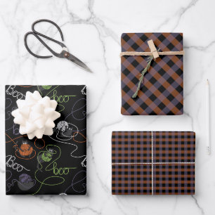 Juego de Papel de Regalo Negro Enredado Boo-tifulm