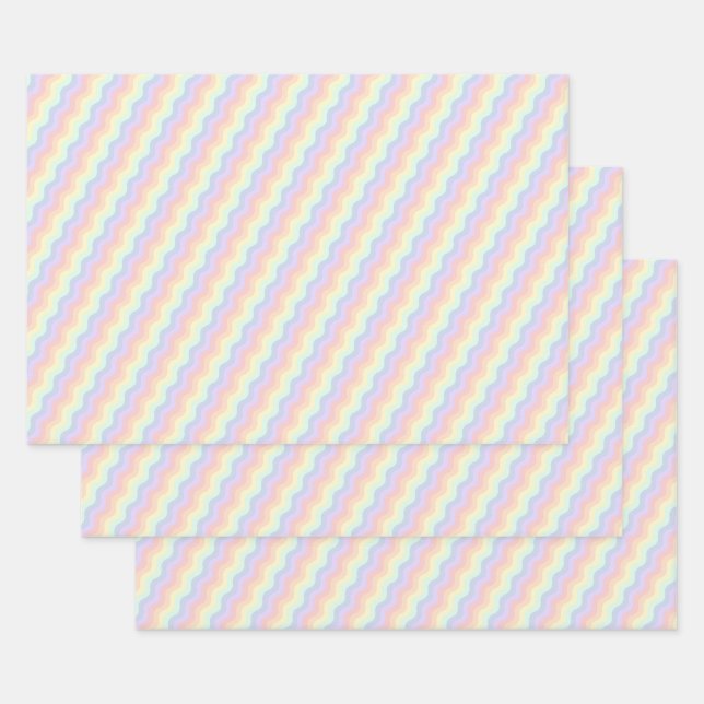 Juego de Papel de Regalo Pastel de Olas de Arcoíri (Set)