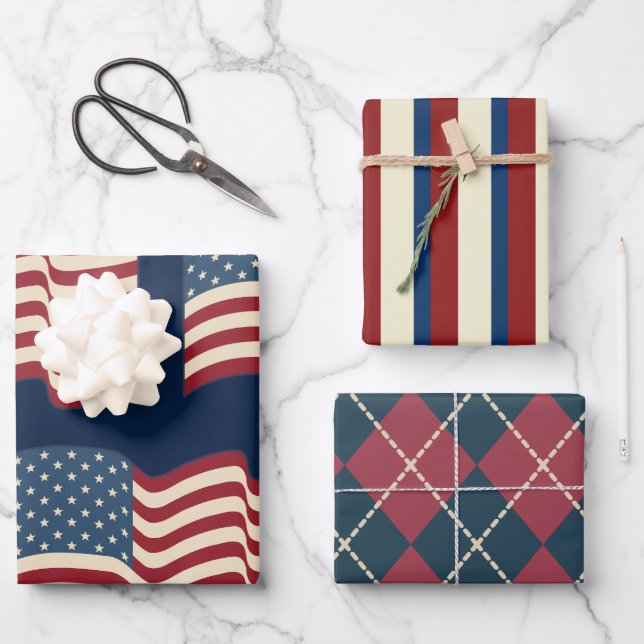 Juego de Papel de Regalo Patriótico (Anverso)