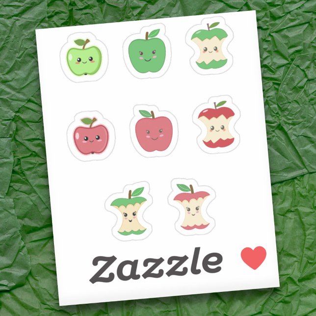 Juego de Pegatinas Core de Apple y Apple (Cute Apple and Apple Core Stickers Set)