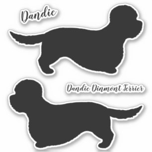 Juego de Pegatinas Dandie Dinmont Terrier Dog Silh