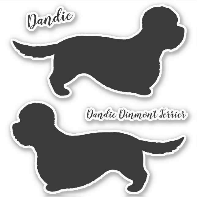Juego de Pegatinas Dandie Dinmont Terrier Dog Silh (Anverso)