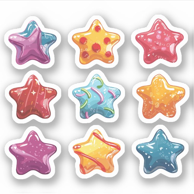 Juego de Pegatinas de 9 Candy Stars (Anverso)