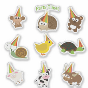 Juego de Pegatinas de animales de hora de Fiesta c