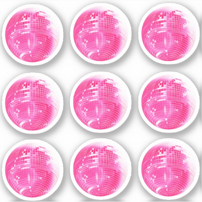 Juego de Pegatinas de bola de espejo rosado 9 (Anverso)