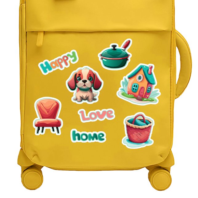 Juego de Pegatinas de Cachorros Felices en Casa (Subido por el creador)