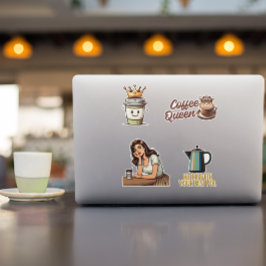 Juego de Pegatinas de café: 4 pegatinas de café re