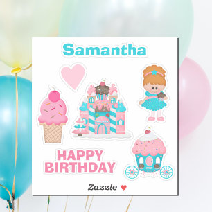 Juego de Pegatinas de cumpleaños de Chica menor