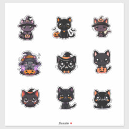 Juego de Pegatinas de gatos negros de Halloween