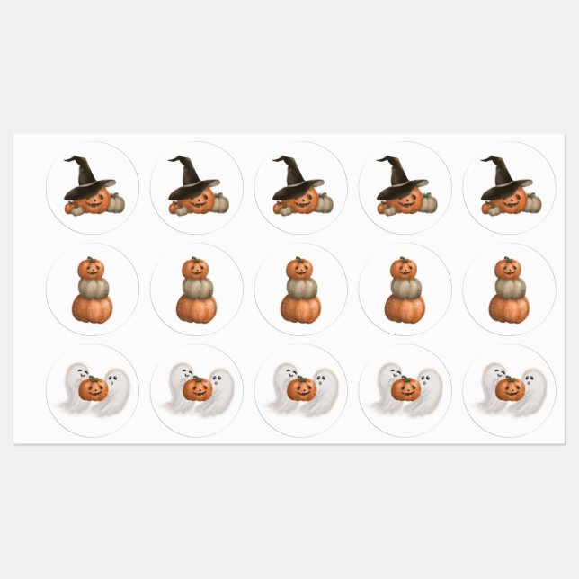 Juego de pegatinas de Halloween Ghost y Pumpkin (Hoja)