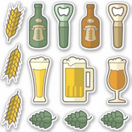Juego de Pegatinas de iconos de cerveza