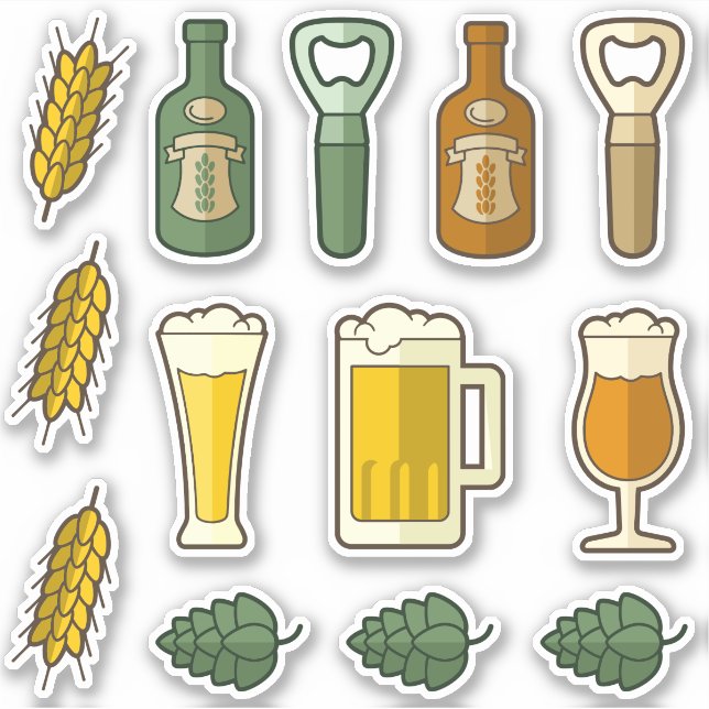 Juego de Pegatinas de iconos de cerveza (Anverso)