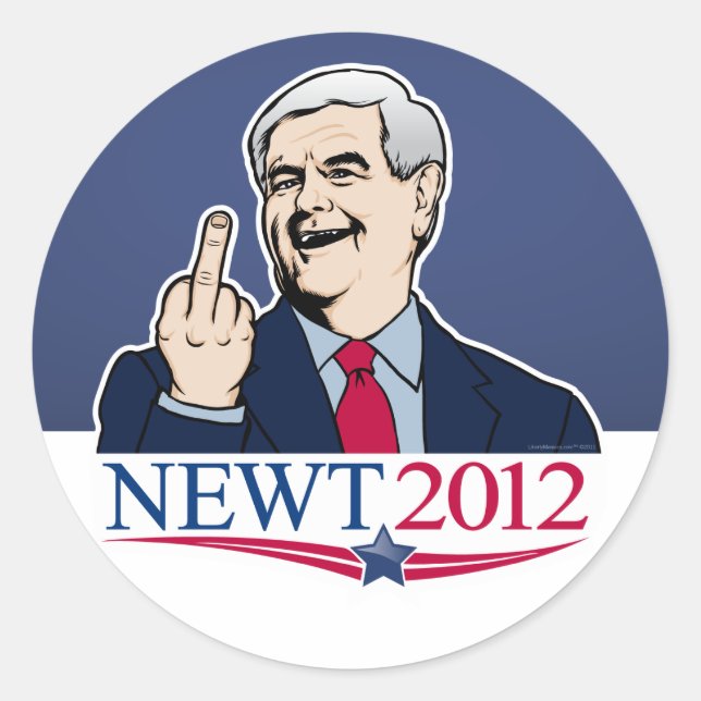 Juego de Pegatinas de Mordaza Newt Gingrich 2012 (Anverso)