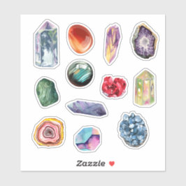 Juego de pegatinas de piedras curativas de cristal