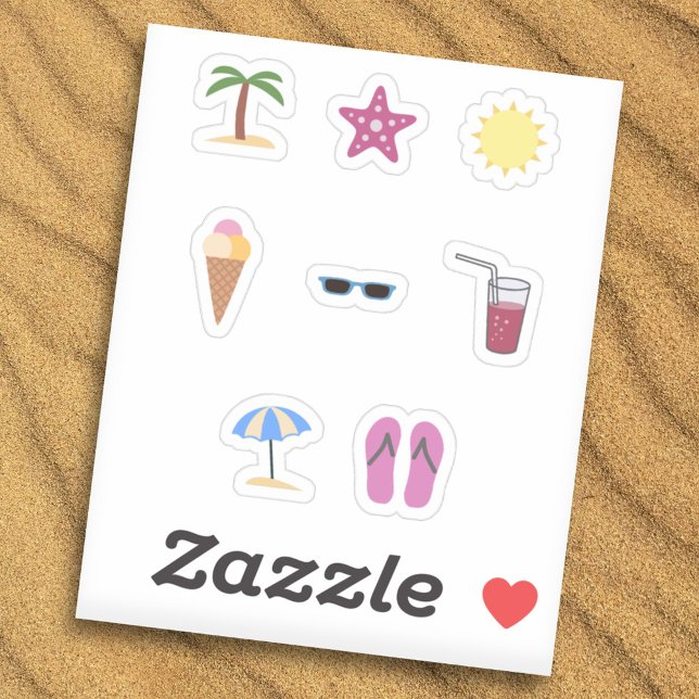 Juego de Pegatinas de verano en la playa (Beach Summer Stickers Set)