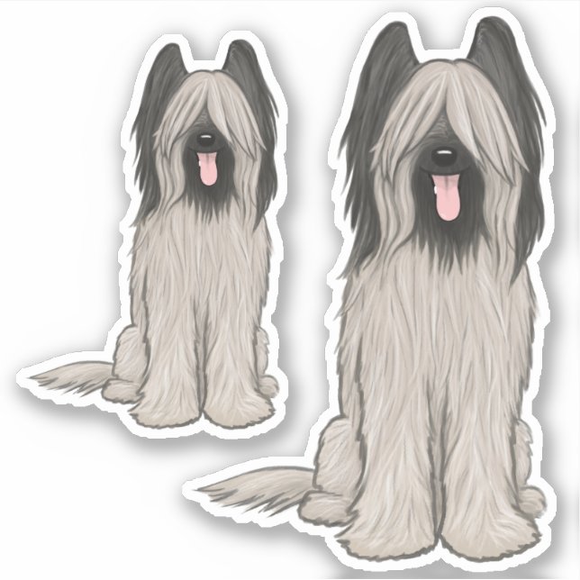 Juego de Pegatinas de vinilo para perro de Briard  (Anverso)