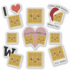Juego de Pegatinas de Waffle en la plaza Kawaii